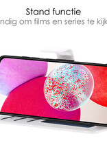 NoXx Hoes Geschikt voor Samsung A14 Hoesje Book Case Hoes Flip Cover Wallet Bookcase Met Screenprotector - Wit