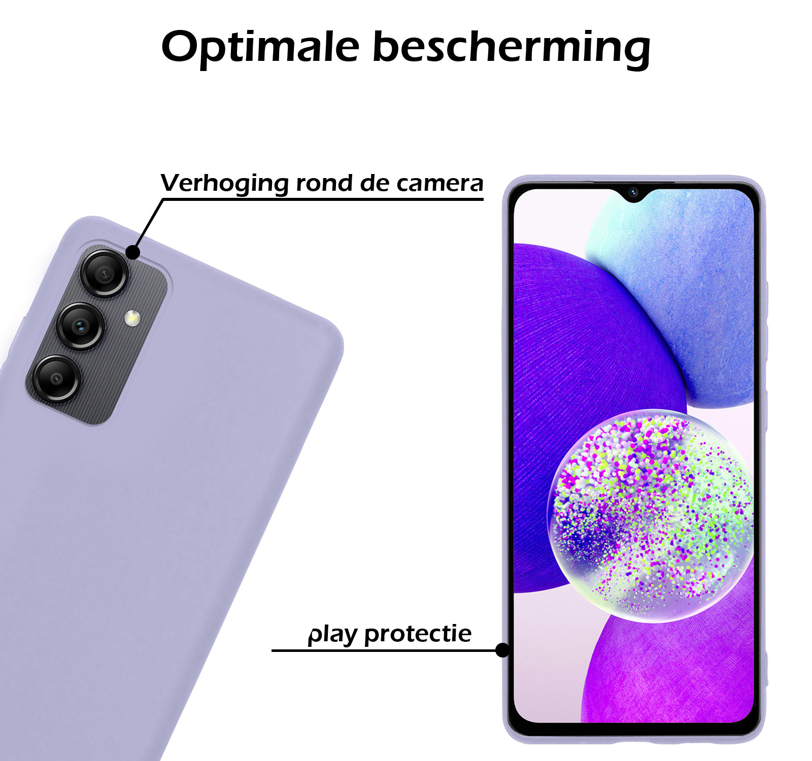 Nomfy Hoesje Geschikt voor Samsung A14 Hoesje Siliconen Cover Case - Hoes Geschikt voor Samsung Galaxy A14 Hoes Back Case - 2-PACK - Lila