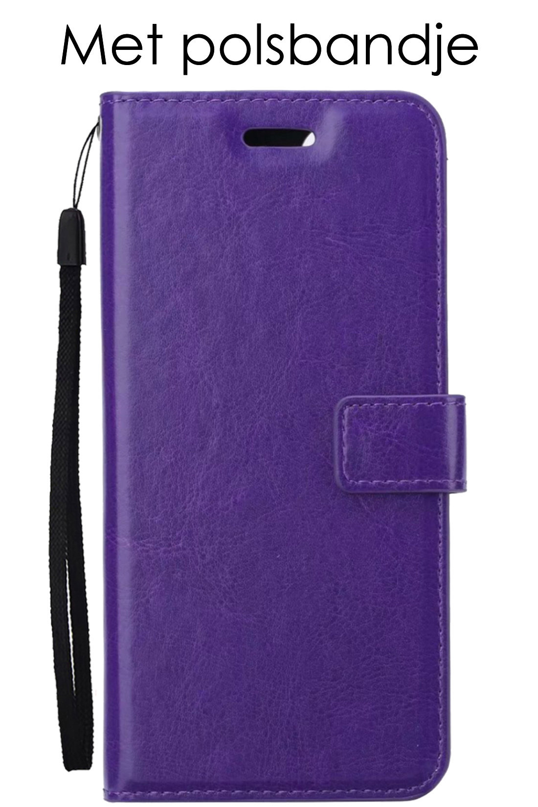 NoXx Hoes Geschikt voor Samsung A14 Hoesje Book Case Hoes Flip Cover Wallet Bookcase Met 2x Screenprotector - Paars