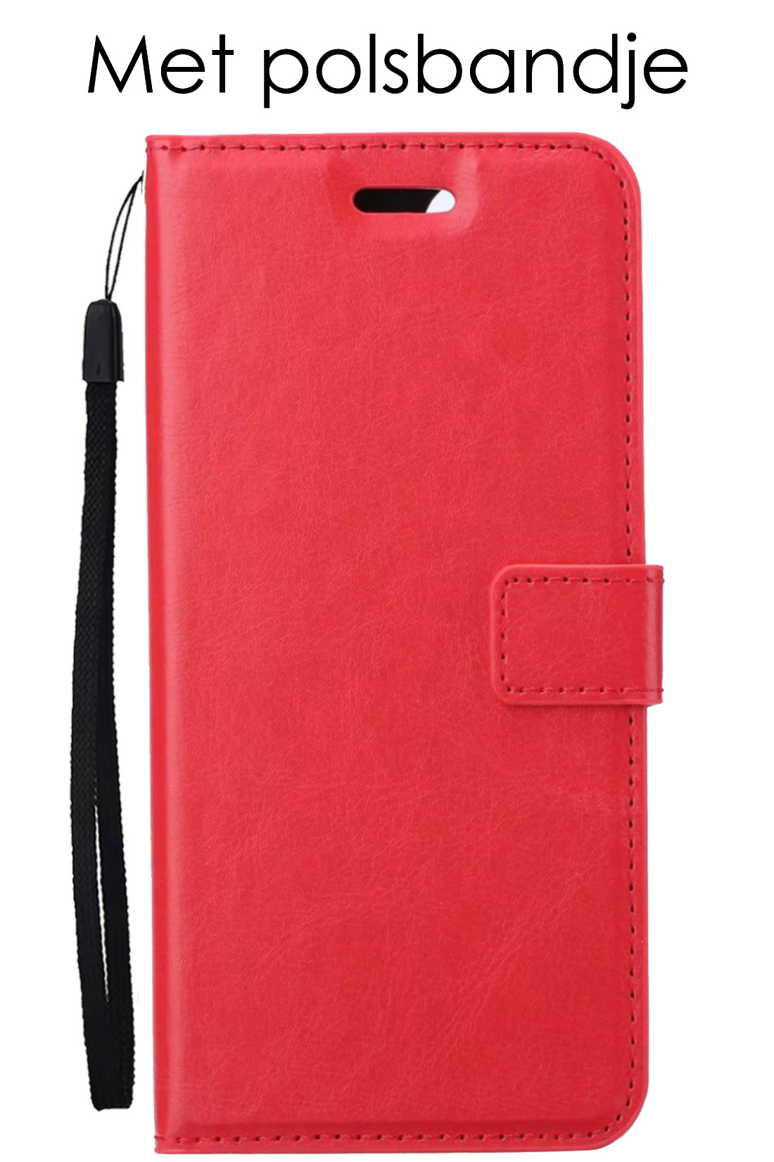Hoes Geschikt voor Samsung A14 Hoesje Book Case Hoes Flip Cover Wallet Bookcase Met 2x Screenprotector - Rood