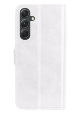 NoXx Hoes Geschikt voor Samsung A14 Hoesje Book Case Hoes Flip Cover Wallet Bookcase Met 2x Screenprotector - Wit