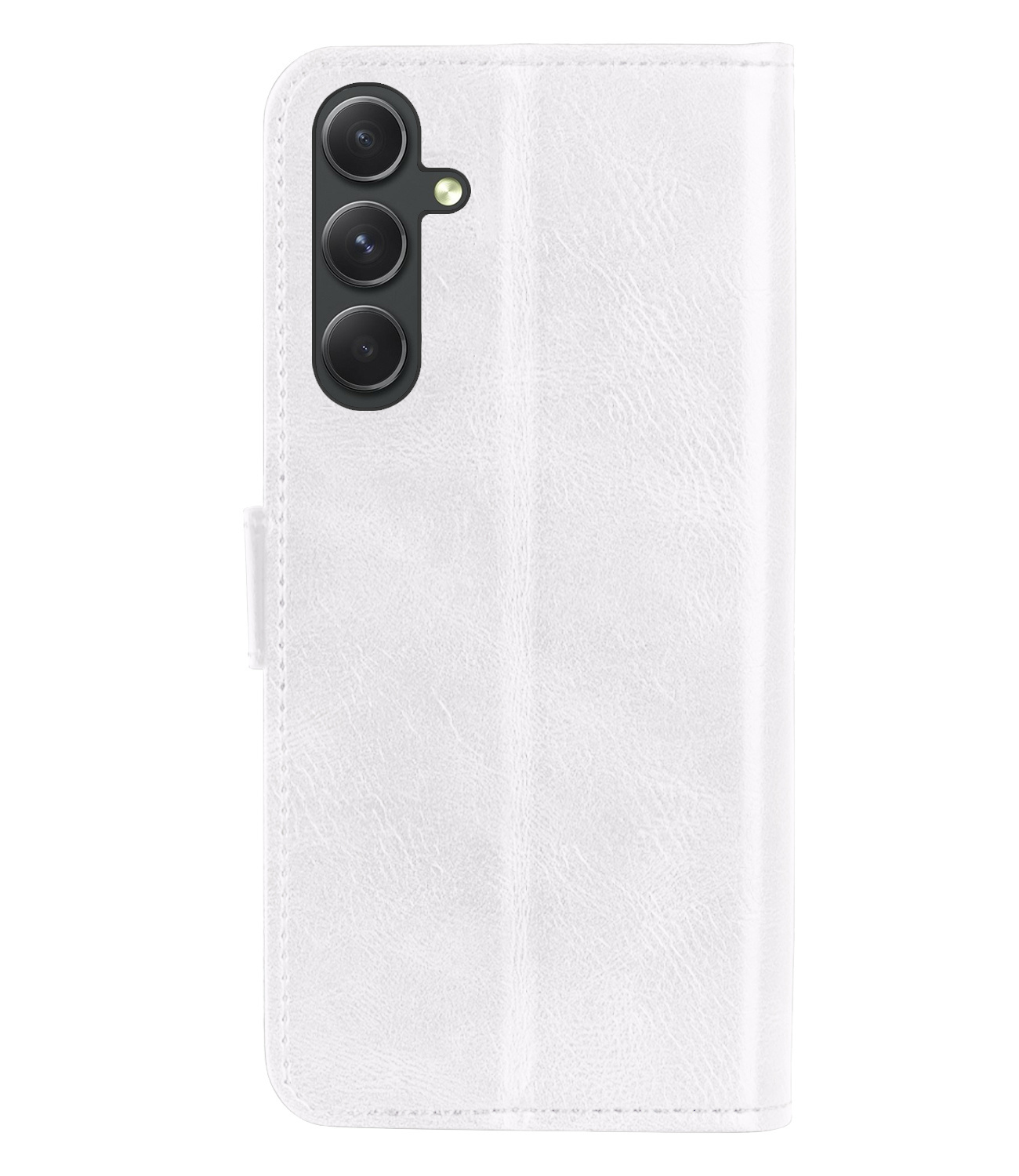 Hoes Geschikt voor Samsung A14 Hoesje Book Case Hoes Flip Cover Wallet Bookcase Met 2x Screenprotector - Wit