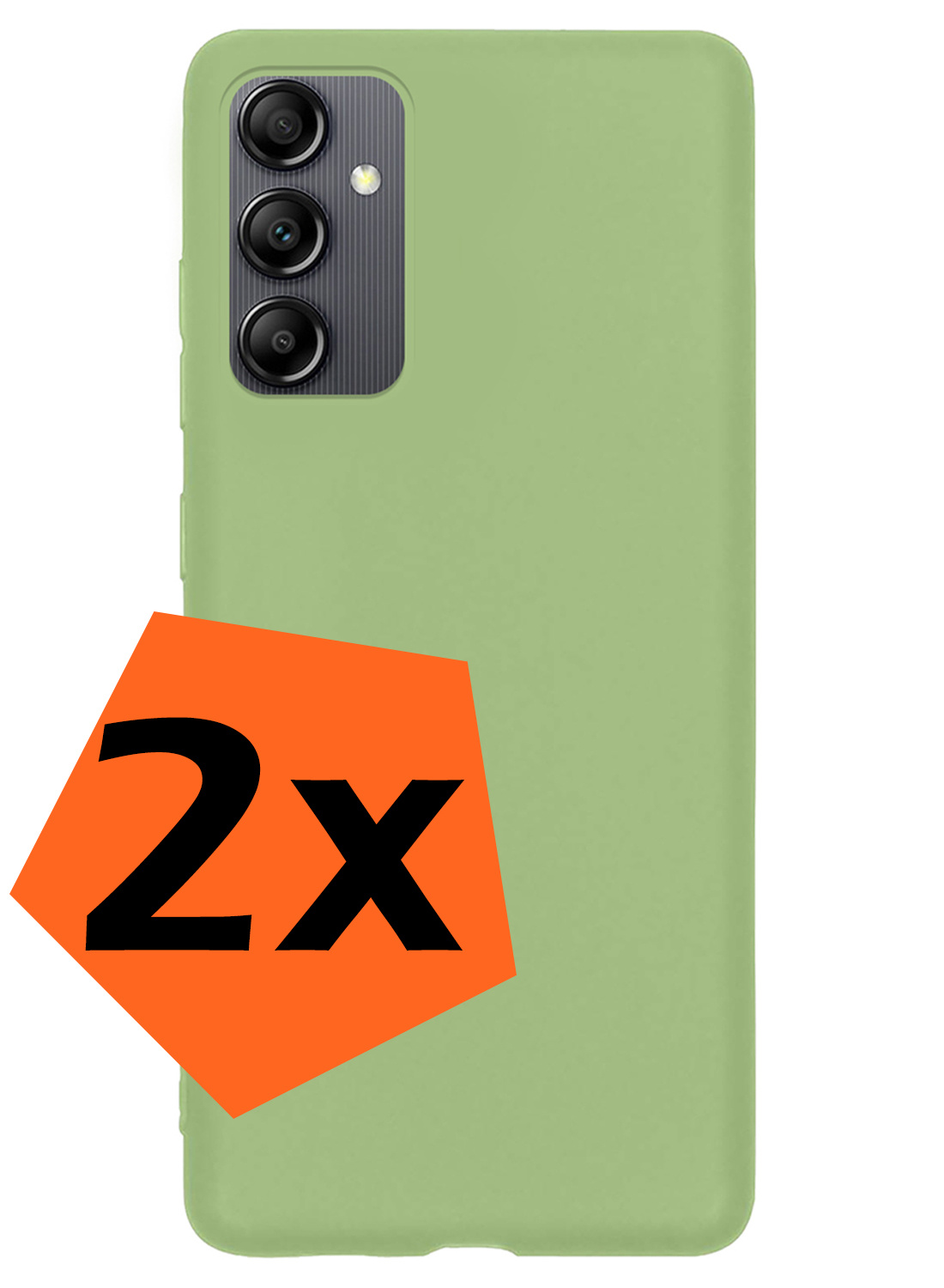 Nomfy Hoesje Geschikt voor Samsung A14 Hoesje Siliconen Cover Case - Hoes Geschikt voor Samsung Galaxy A14 Hoes Back Case - 2-PACK - Groen