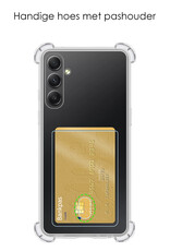 NoXx Hoes Geschikt voor Samsung A14 Hoesje Pasjeshouder Cover Shock Proof Case Siliconen Hoes Met Kaarthouder Met 2x Screenprotector - Transparant