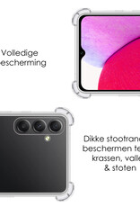 NoXx Hoes Geschikt voor Samsung A14 Hoesje Pasjeshouder Cover Shock Proof Case Siliconen Hoes Met Kaarthouder Met 2x Screenprotector - Transparant