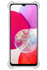NoXx Hoes Geschikt voor Samsung A14 Hoesje Pasjeshouder Cover Shock Proof Case Siliconen Hoes Met Kaarthouder Met 2x Screenprotector - Transparant