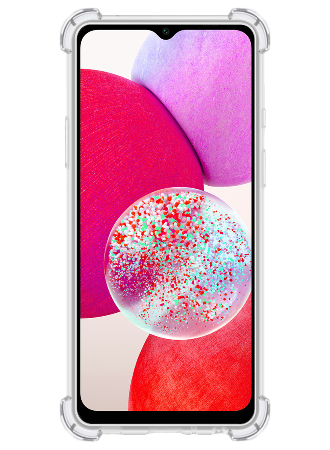 NoXx Hoes Geschikt voor Samsung A14 Hoesje Pasjeshouder Cover Shock Proof Case Siliconen Hoes Met Kaarthouder Met 2x Screenprotector - Transparant