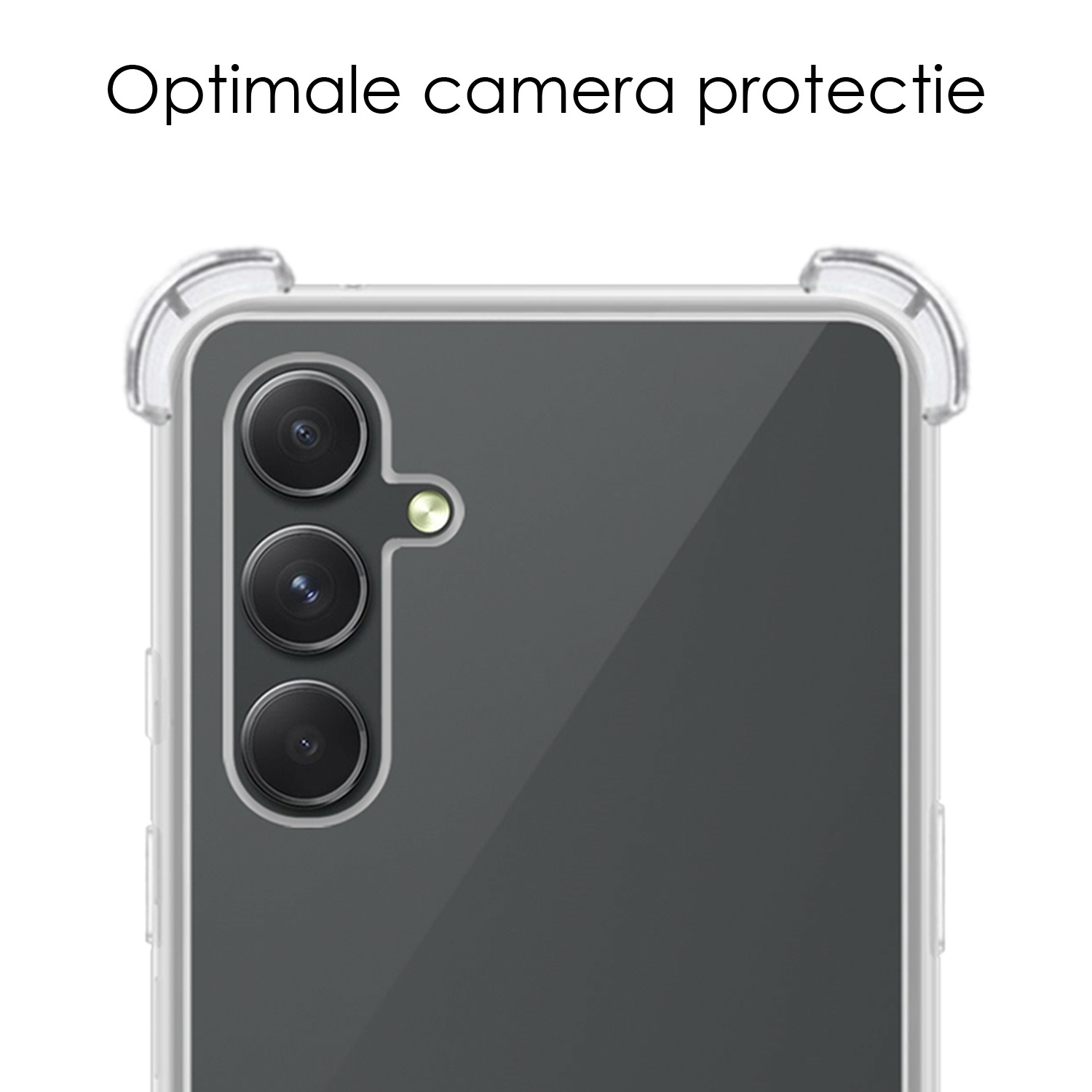 NoXx Hoes Geschikt voor Samsung A14 Hoesje Siliconen Cover Shock Proof Back Case Shockproof Hoes Met Screenprotector - Transparant