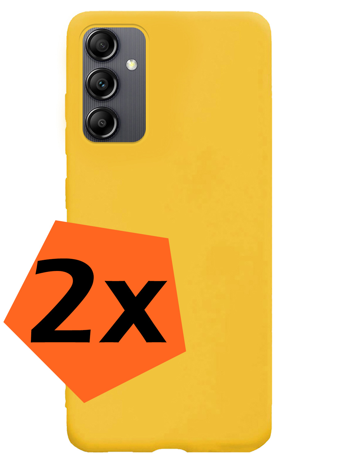Nomfy Hoesje Geschikt voor Samsung A14 Hoesje Siliconen Cover Case - Hoes Geschikt voor Samsung Galaxy A14 Hoes Back Case - 2-PACK - Geel