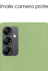 NoXx Hoes Geschikt voor Samsung A14 Hoesje Cover Siliconen Back Case Hoes Met Screenprotector - Groen
