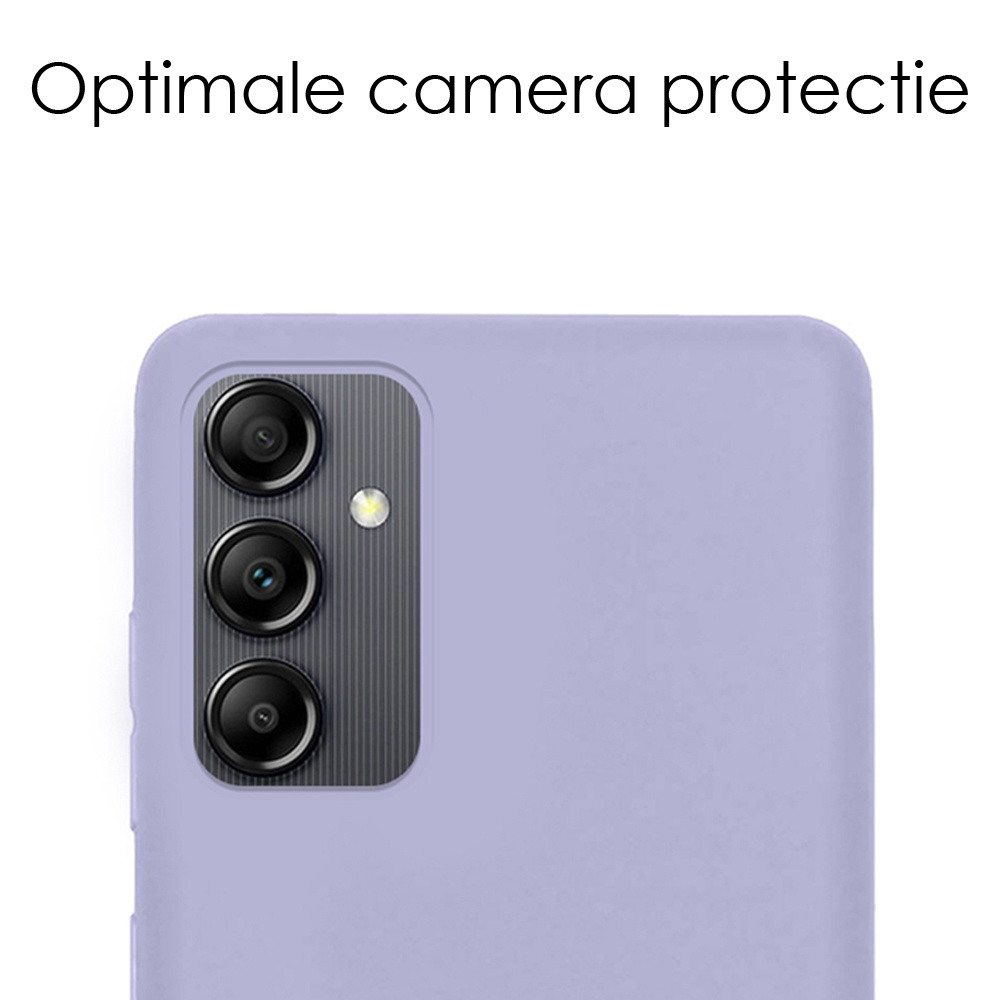 NoXx Hoes Geschikt voor Samsung A14 Hoesje Cover Siliconen Back Case Hoes Met Screenprotector - Lila
