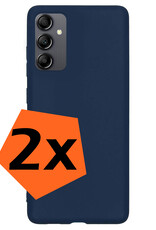 Nomfy Hoesje Geschikt voor Samsung A14 Hoesje Siliconen Cover Case - Hoes Geschikt voor Samsung Galaxy A14 Hoes Back Case - 2-PACK - Donkerblauw
