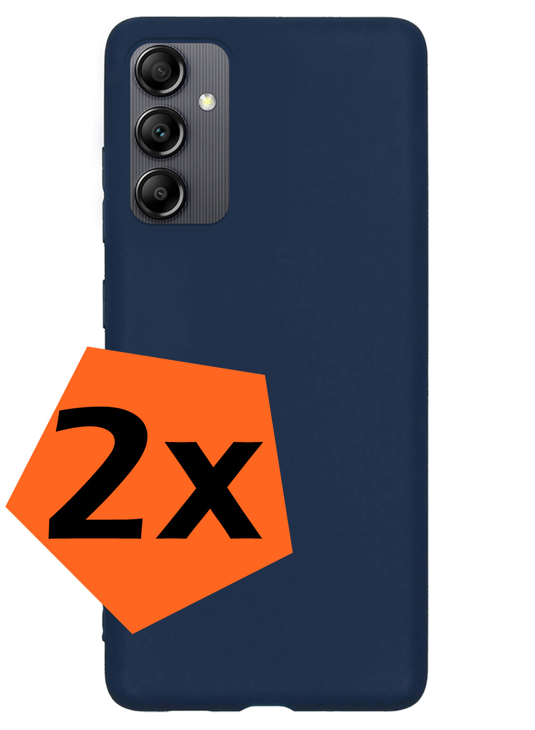 Nomfy Hoesje Geschikt voor Samsung A14 Hoesje Siliconen Cover Case - Hoes Geschikt voor Samsung Galaxy A14 Hoes Back Case - 2-PACK - Donkerblauw