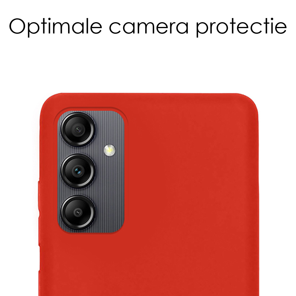 NoXx Hoes Geschikt voor Samsung A14 Hoesje Cover Siliconen Back Case Hoes Met Screenprotector - Rood