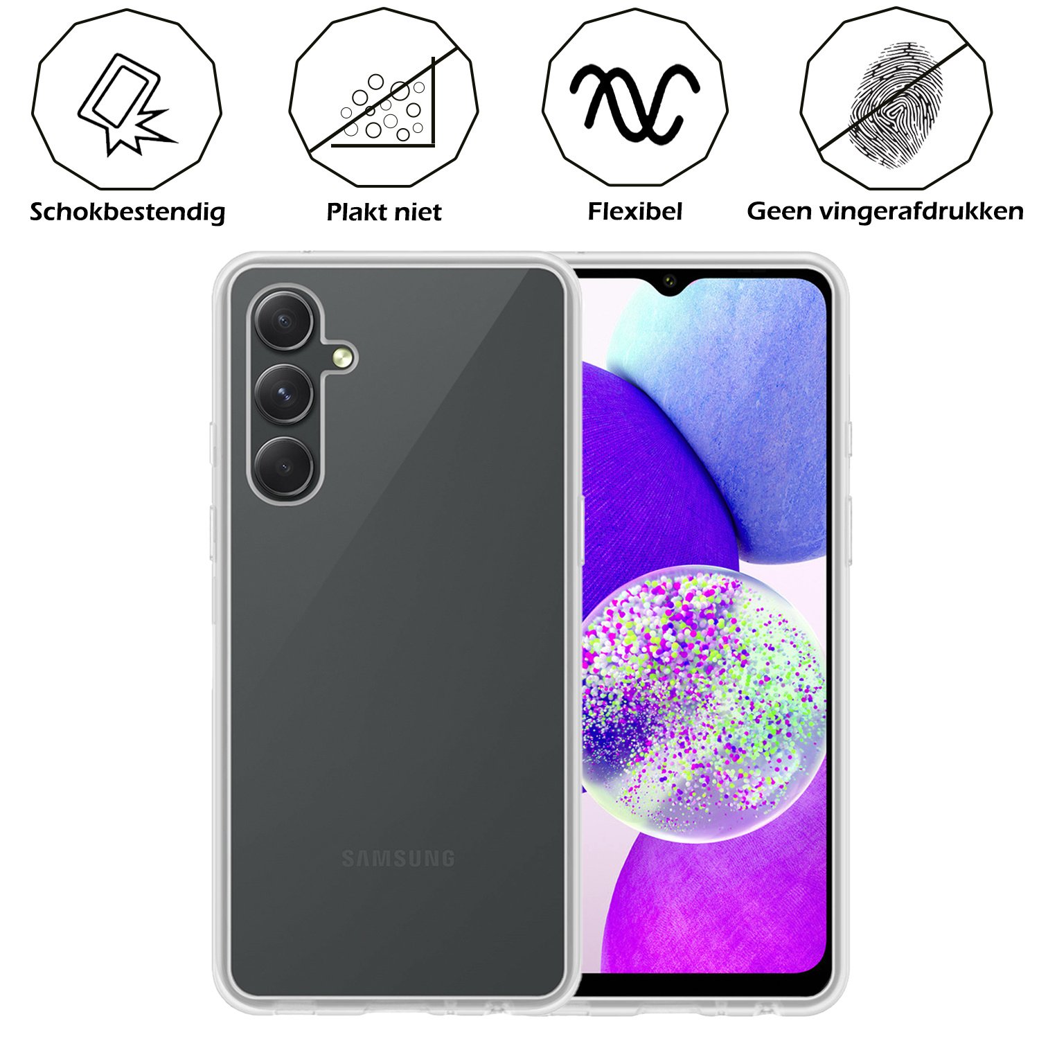 Nomfy Hoesje Geschikt voor Samsung A14 Hoesje Siliconen Cover Case - Hoes Geschikt voor Samsung Galaxy A14 Hoes Back Case - Transparant