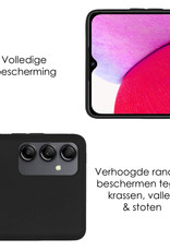 NoXx Hoes Geschikt voor Samsung A14 Hoesje Cover Siliconen Back Case Hoes Met Screenprotector - Zwart