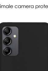 NoXx Hoes Geschikt voor Samsung A14 Hoesje Cover Siliconen Back Case Hoes Met Screenprotector - Zwart