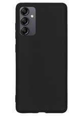 NoXx Hoes Geschikt voor Samsung A14 Hoesje Cover Siliconen Back Case Hoes Met Screenprotector - Zwart