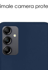NoXx Hoes Geschikt voor Samsung A14 Hoesje Cover Siliconen Back Case Hoes Met 2x Screenprotector - Donkerblauw