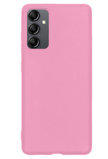 NoXx Hoes Geschikt voor Samsung A14 Hoesje Cover Siliconen Back Case Hoes Met 2x Screenprotector - Roze