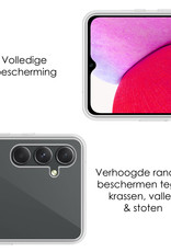 NoXx Hoes Geschikt voor Samsung A14 Hoesje Cover Siliconen Back Case Hoes Met 2x Screenprotector - Transparant