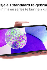 Nomfy Hoesje Geschikt voor Samsung A14 Hoes Bookcase Flipcase Book Cover Met Screenprotector - Hoes Geschikt voor Samsung Galaxy A14 Hoesje Book Case - Rosé goud