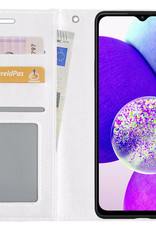 Nomfy Hoesje Geschikt voor Samsung A14 Hoes Bookcase Flipcase Book Cover Met Screenprotector - Hoes Geschikt voor Samsung Galaxy A14 Hoesje Book Case - Wit