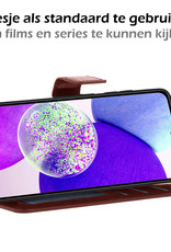 Nomfy Hoesje Geschikt voor Samsung A14 Hoes Bookcase Flipcase Book Cover Met 2x Screenprotector - Hoes Geschikt voor Samsung Galaxy A14 Hoesje Book Case - Bruin