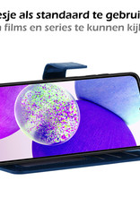 Nomfy Hoesje Geschikt voor Samsung A14 Hoes Bookcase Flipcase Book Cover Met 2x Screenprotector - Hoes Geschikt voor Samsung Galaxy A14 Hoesje Book Case - Donkerblauw