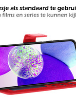 Nomfy Hoesje Geschikt voor Samsung A14 Hoes Bookcase Flipcase Book Cover Met 2x Screenprotector - Hoes Geschikt voor Samsung Galaxy A14 Hoesje Book Case - Rood