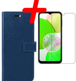 BASEY. BASEY. Samsung Galaxy A14 Hoesje Bookcase Donkerblauw Met Screenprotector