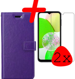 BASEY. BASEY. Samsung Galaxy A14 Hoesje Bookcase Paars Met 2x Screenprotector
