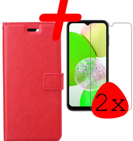 BASEY. Samsung Galaxy A14 Hoesje Bookcase Rood Met 2x Screenprotector