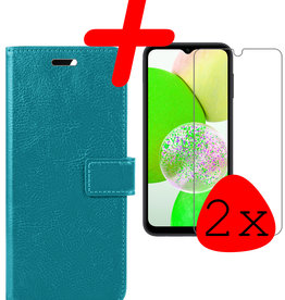 BASEY. Samsung Galaxy A14 Hoesje Bookcase Turquoise Met 2x Screenprotector