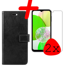 BASEY. BASEY. Samsung Galaxy A14 Hoesje Bookcase Zwart Met 2x Screenprotector