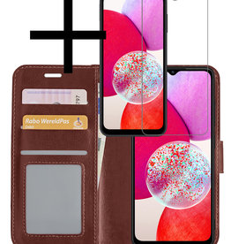 NoXx NoXx Samsung Galaxy A14 Hoesje Bookcase Bruin Met Screenprotector