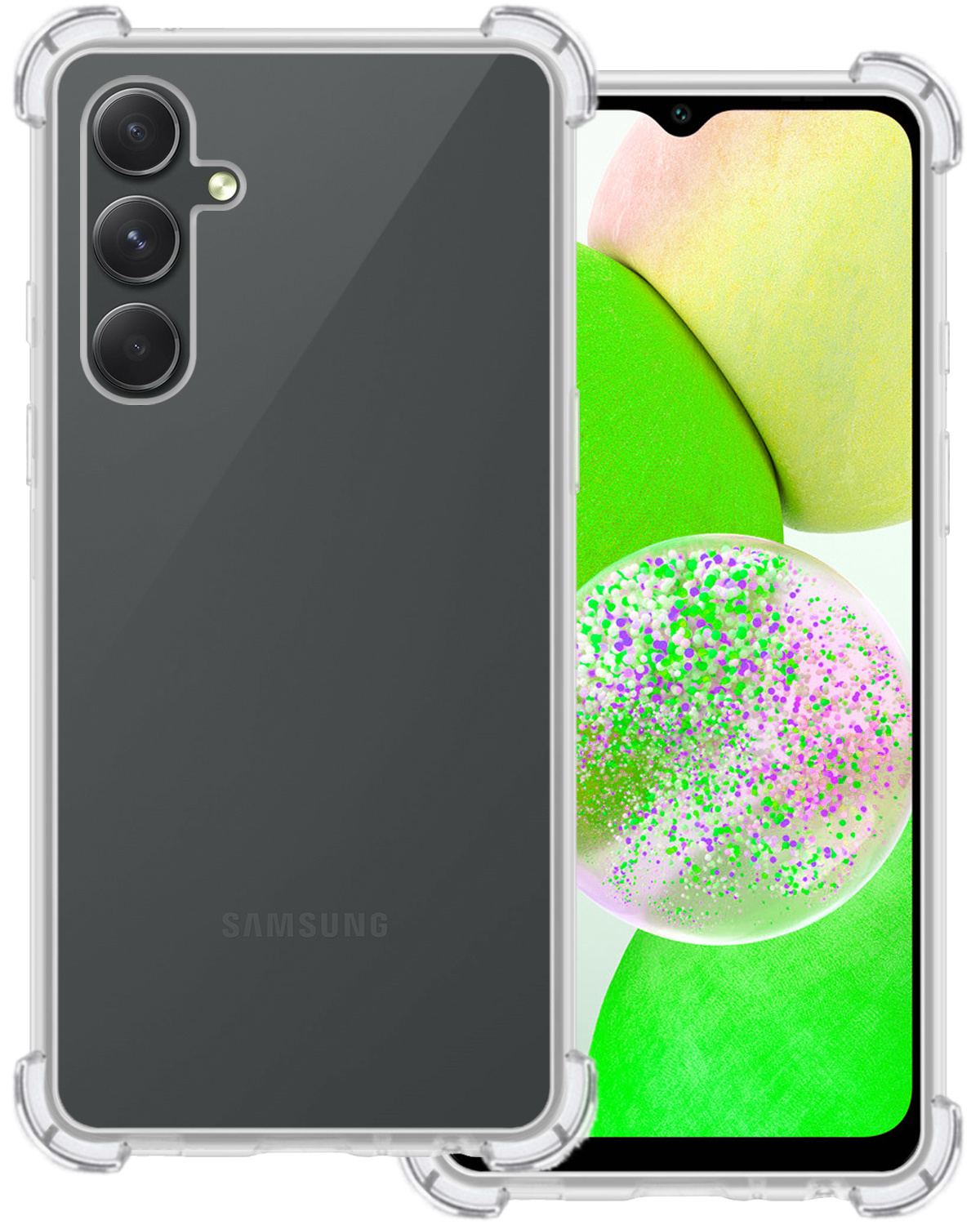 BASEY. Hoes Geschikt voor Samsung A14 Hoesje Shock Proof Case Hoes Siliconen - Hoesje Geschikt voor Samsung Galaxy A14 Hoes Cover Shockproof - Transparant