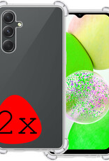 BASEY. Hoes Geschikt voor Samsung A14 Hoesje Shock Proof Case Hoes Siliconen - Hoesje Geschikt voor Samsung Galaxy A14 Hoes Cover Shockproof - Transparant - 2 Stuks