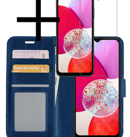 NoXx NoXx Samsung Galaxy A14 Hoesje Bookcase Donkerblauw Met Screenprotector