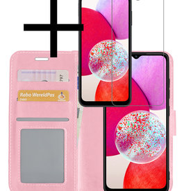 NoXx NoXx Samsung Galaxy A14 Hoesje Bookcase Lichtroze Met Screenprotector