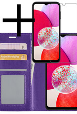 NoXx Hoes Geschikt voor Samsung A14 Hoesje Book Case Hoes Flip Cover Wallet Bookcase Met Screenprotector - Paars