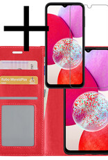 NoXx Hoes Geschikt voor Samsung A14 Hoesje Book Case Hoes Flip Cover Wallet Bookcase Met Screenprotector - Rood