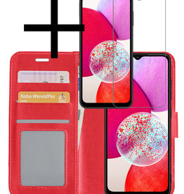 NoXx NoXx Samsung Galaxy A14 Hoesje Bookcase Rood Met Screenprotector