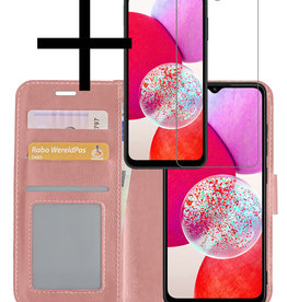 NoXx NoXx Samsung Galaxy A14 Hoesje Bookcase Rose Goud Met Screenprotector