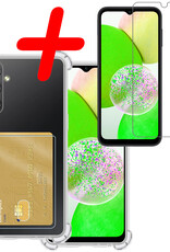 BASEY. Hoes Geschikt voor Samsung A14 Hoesje Shock Proof Case Hoes Siliconen Met Screenprotector - Hoesje Geschikt voor Samsung Galaxy A14 Hoes Cover Shockproof - Transparant