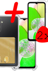 BASEY. Hoes Geschikt voor Samsung A14 Hoesje Shock Proof Case Hoes Siliconen Met 2x Screenprotector - Hoesje Geschikt voor Samsung Galaxy A14 Hoes Cover Shockproof - Transparant