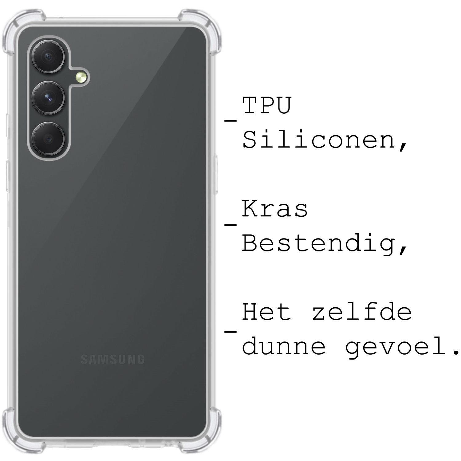 BASEY. Hoes Geschikt voor Samsung A14 Hoesje Shock Proof Case Hoes Siliconen Met 2x Screenprotector - Hoesje Geschikt voor Samsung Galaxy A14 Hoes Cover Shockproof - Transparant