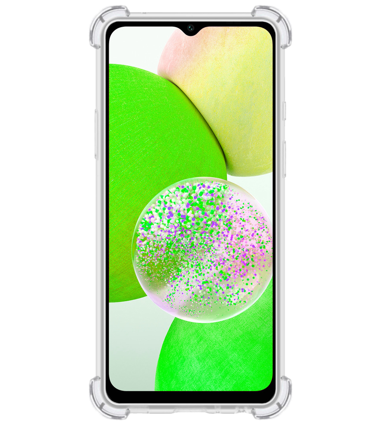 BASEY. Hoes Geschikt voor Samsung A14 Hoesje Shock Proof Case Hoes Siliconen Met 2x Screenprotector - Hoesje Geschikt voor Samsung Galaxy A14 Hoes Cover Shockproof - Transparant