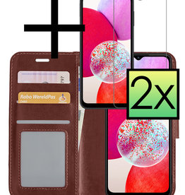 NoXx NoXx Samsung Galaxy A14 Hoesje Bookcase Bruin Met 2x Screenprotector