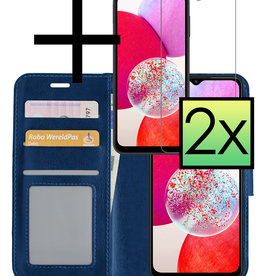 NoXx NoXx Samsung Galaxy A14 Hoesje Bookcase Donkerblauw Met 2x Screenprotector
